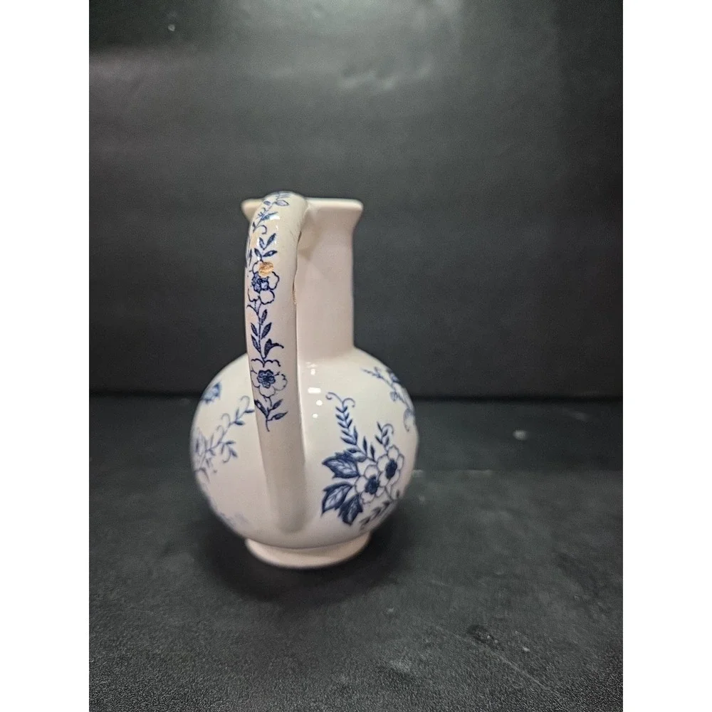 Blue Peony Oil‎ Cruet, Handpainted Floral Oil Bottle, Vintage Floral Home Decor